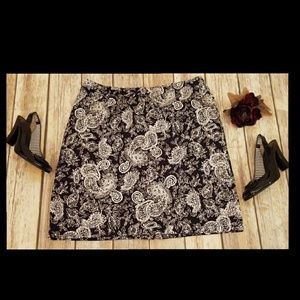2/$40 Ralph Lauren Black & White Paisley Skirt 14 W
